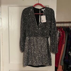 NWT & Other Stories Sequin Faux Wrap Mini Dress, size US 6